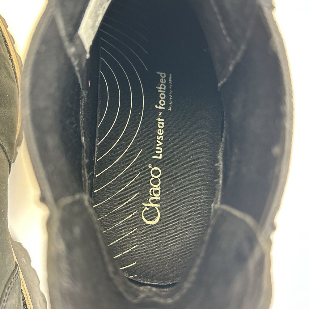 CHACO Fields Waterproof Chelsea Boots Mens Sz 10.5 Black Nubuck Leather - Picture 7 of 9